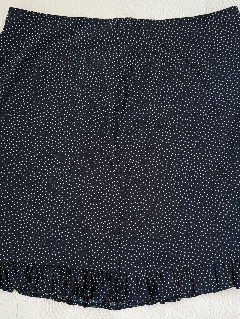 LOFT Black and White Polka Dot Skirt with Ruffle Detail